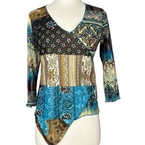 Jessica Max USA Blue Brown Size Small Y2K Fairycore Goblincore Mix Media